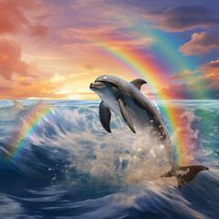 Rainbow and dolphin © Abris Digital