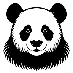 Minimalist Panda Head Silhouette Art Vector | Wildlife Graphic Design Illustration.