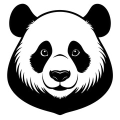 Minimalist Panda Head Silhouette Art Vector | Wildlife Graphic Design Illustration.