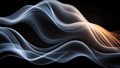 Fale białego dymu lub mgły na czarnym tle