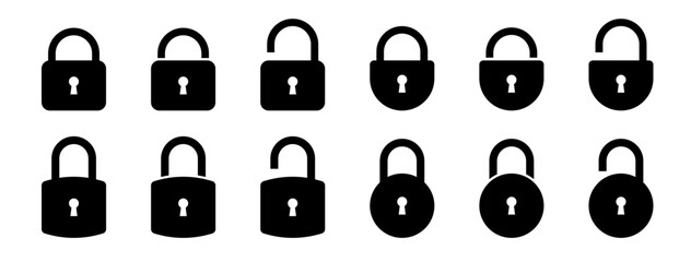 Lock icons set. Locked and unlocked lock icon. Vector illustration.