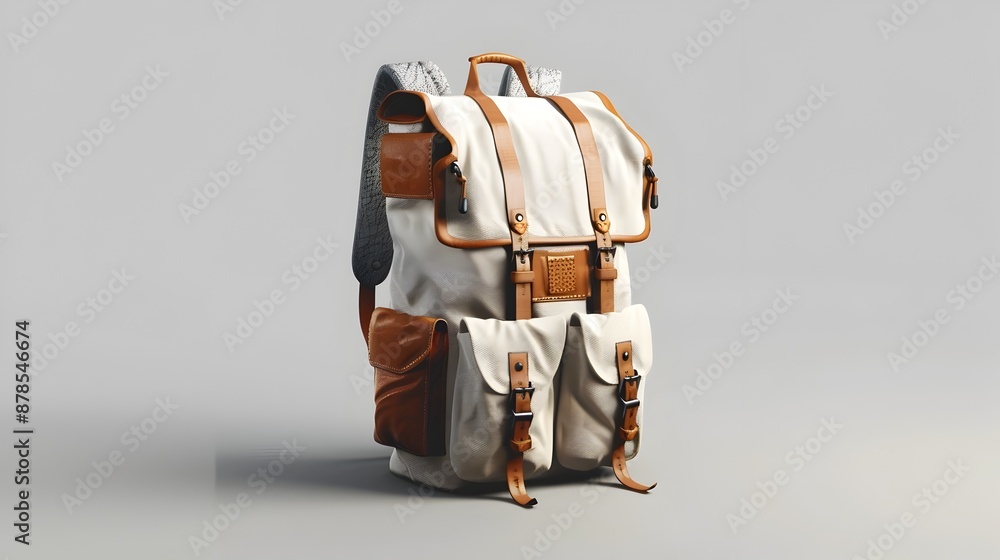 Poster stylish minimalist backpack on white background 3d rendering