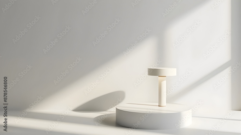 Poster minimalist white lamp with isometric 3d rendering on clean background