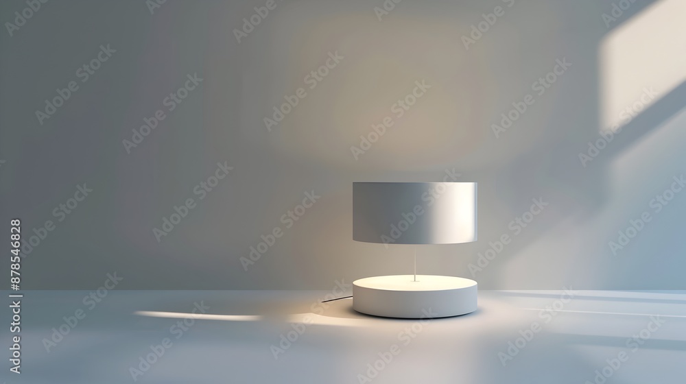 Aufkleber minimalist white lamp in 3d isometric rendering on clean background