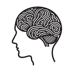 Human Brain line art silhouettes illustration 