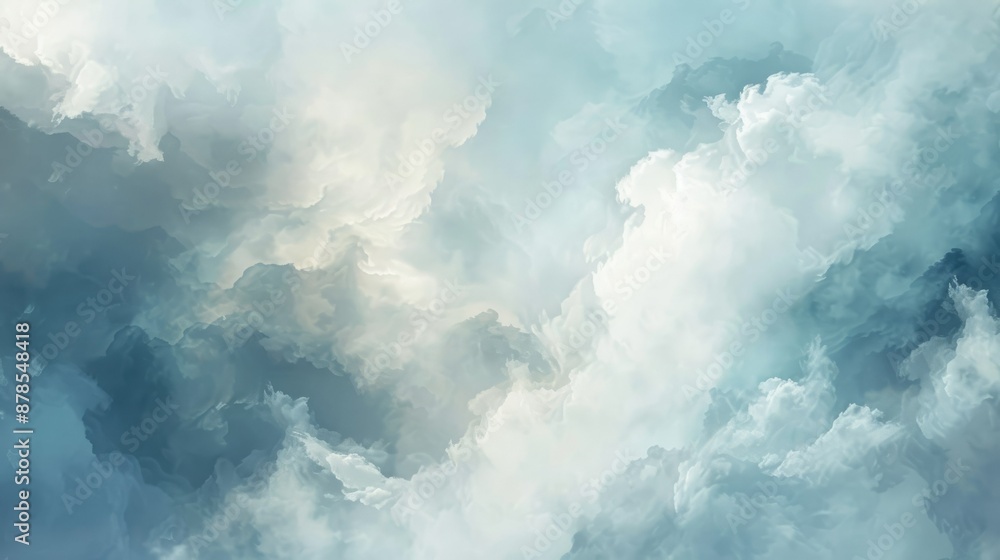 Poster a mesmerizing mix of abstract blue and white waves creating a serene oceanic flow in this digital ar