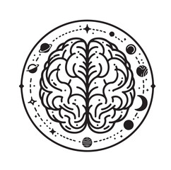 Human Brain line art silhouettes illustration 