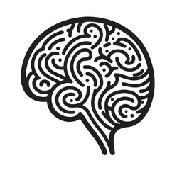 Human Brain line art silhouettes illustration 