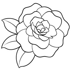 Line art of camellia flower
