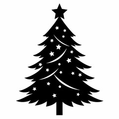 christmas tree vector illustration, green christmas tree isolated on white, tree vector art, christmas vector Line art