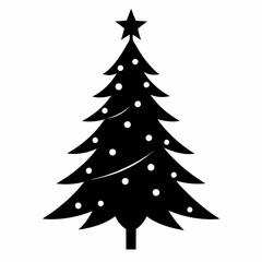 christmas tree vector illustration, green christmas tree isolated on white, tree vector art, christmas vector Line art