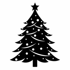 christmas tree vector illustration, green christmas tree isolated on white, tree vector art, christmas vector Line art