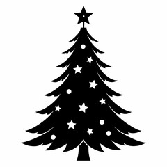 christmas tree vector illustration, green christmas tree isolated on white, tree vector art, christmas vector Line art