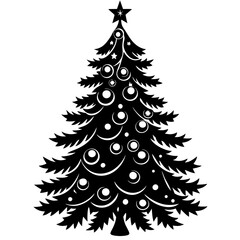 christmas tree vector illustration, green christmas tree isolated on white, tree vector art, christmas vector Line art