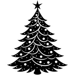 christmas tree vector illustration, green christmas tree isolated on white, tree vector art, christmas vector Line art