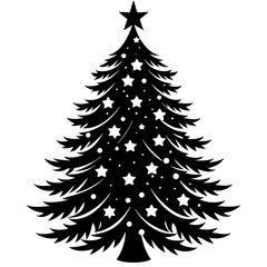 christmas tree vector illustration, green christmas tree isolated on white, tree vector art, christmas vector Line art