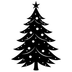 christmas tree vector illustration, green christmas tree isolated on white, tree vector art, christmas vector Line art