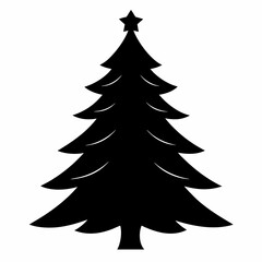 Obraz premium christmas tree vector illustration, green christmas tree isolated on white, tree vector art, christmas vector Line art