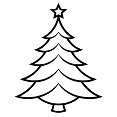 Obraz premium christmas tree vector illustration, green christmas tree isolated on white, tree vector art, christmas vector Line art