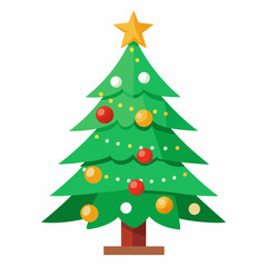 christmas tree vector illustration, green christmas tree isolated on white, tree vector art, christmas vector Line art