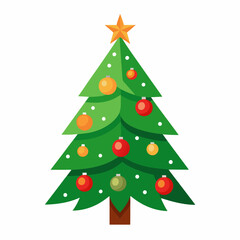 christmas tree vector illustration, green christmas tree isolated on white, tree vector art, christmas vector Line art