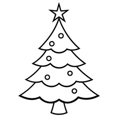 christmas tree vector illustration, green christmas tree isolated on white, tree vector art, christmas vector Line art