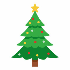 christmas tree vector illustration, green christmas tree isolated on white, tree vector art, christmas vector Line art