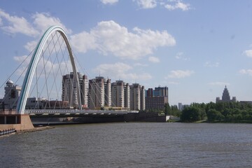 Naklejka premium Bridge over the Ishim River, Astana, Kazakhstan