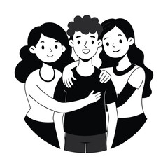 Friendship day Group Hug  silhouette vector illustration 