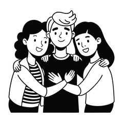 Friendship day Group Hug  silhouette vector illustration 