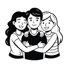 Friendship day Group Hug  silhouette vector illustration 