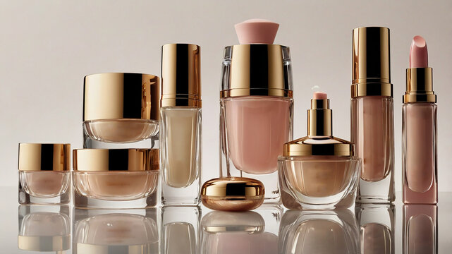 AI generated skincare and makeup set mockup products