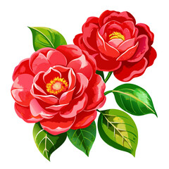 Watercolor camellia flower vector illustration