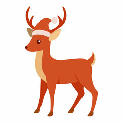 Fototapeta premium christmas deer vector illustration, christmas deer isolated on white, deer vector art, christmas vector Line art