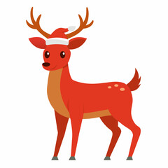 christmas deer vector illustration, christmas deer isolated on white, deer vector art, christmas vector Line art
