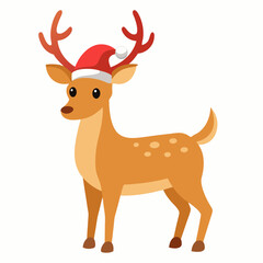 christmas deer vector illustration, christmas deer isolated on white, deer vector art, christmas vector Line art