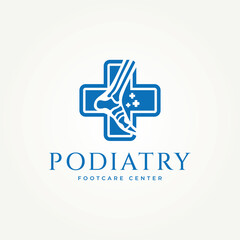 Obraz premium minimalist ankle foot podiatry icon logo vector illustration design. simple modern foot care center logo concept