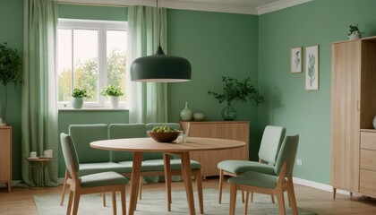 green living room with a windows