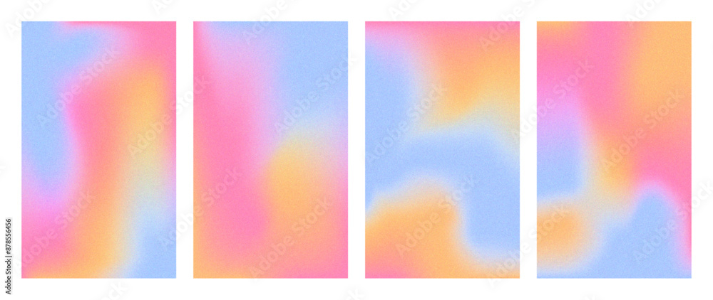 Poster grain texture background set with blur y2k gradient effect. aesthetic 2000s aura design template for