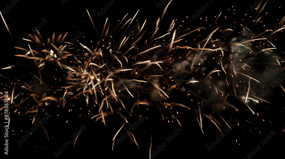 Poster fireworks exploding in the dark sky