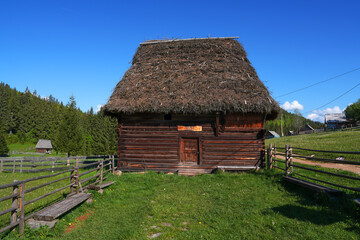 Traditional wooden house architecture in Scarisoara village, Apuseni mountains, Transylvania, Romania