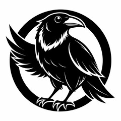 black and white crow head illustration