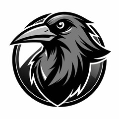 black and white crow head illustration