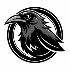 black and white crow head illustration