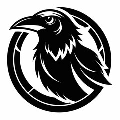 black and white crow head illustration