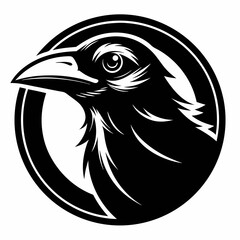 black and white crow head illustration