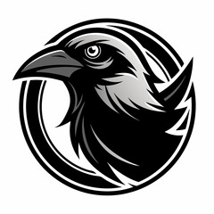 black and white crow head illustration