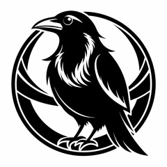 black and white crow head illustration