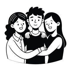 Friendship day Group Hug  silhouette vector illustration 