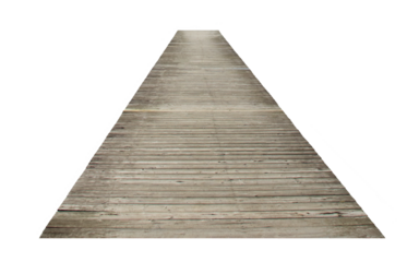 The river dock stretches to the horizon. Swimming floating dock is centered and isolated.. The perspective wood dock. PNG image.